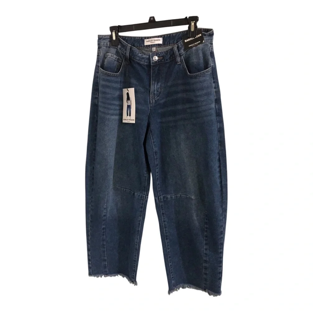 Ashley Mason loose fit cut off raw hem barrel jeans size 9/29 new - Picture 9 of 16